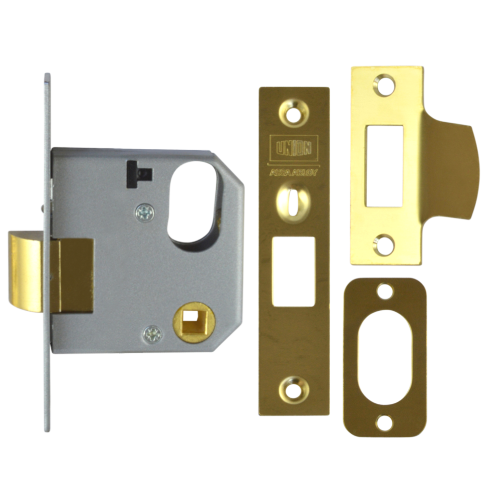 UNION 2332 Oval Nightlatch 64mm Case Only - Polished Lacquered Brass