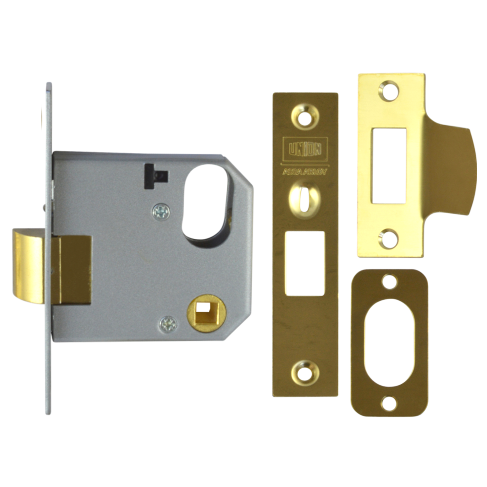 UNION 2332 Oval Nightlatch 76mm Case Only - Polished Lacquered Brass
