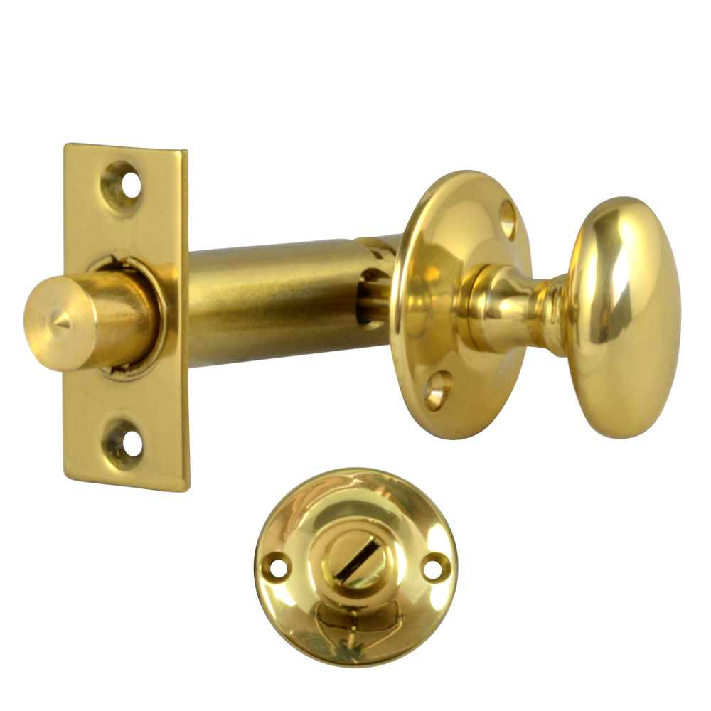Frank Allart 526 Door Security Bolt - Turn & Release 57mm - Polished Brass