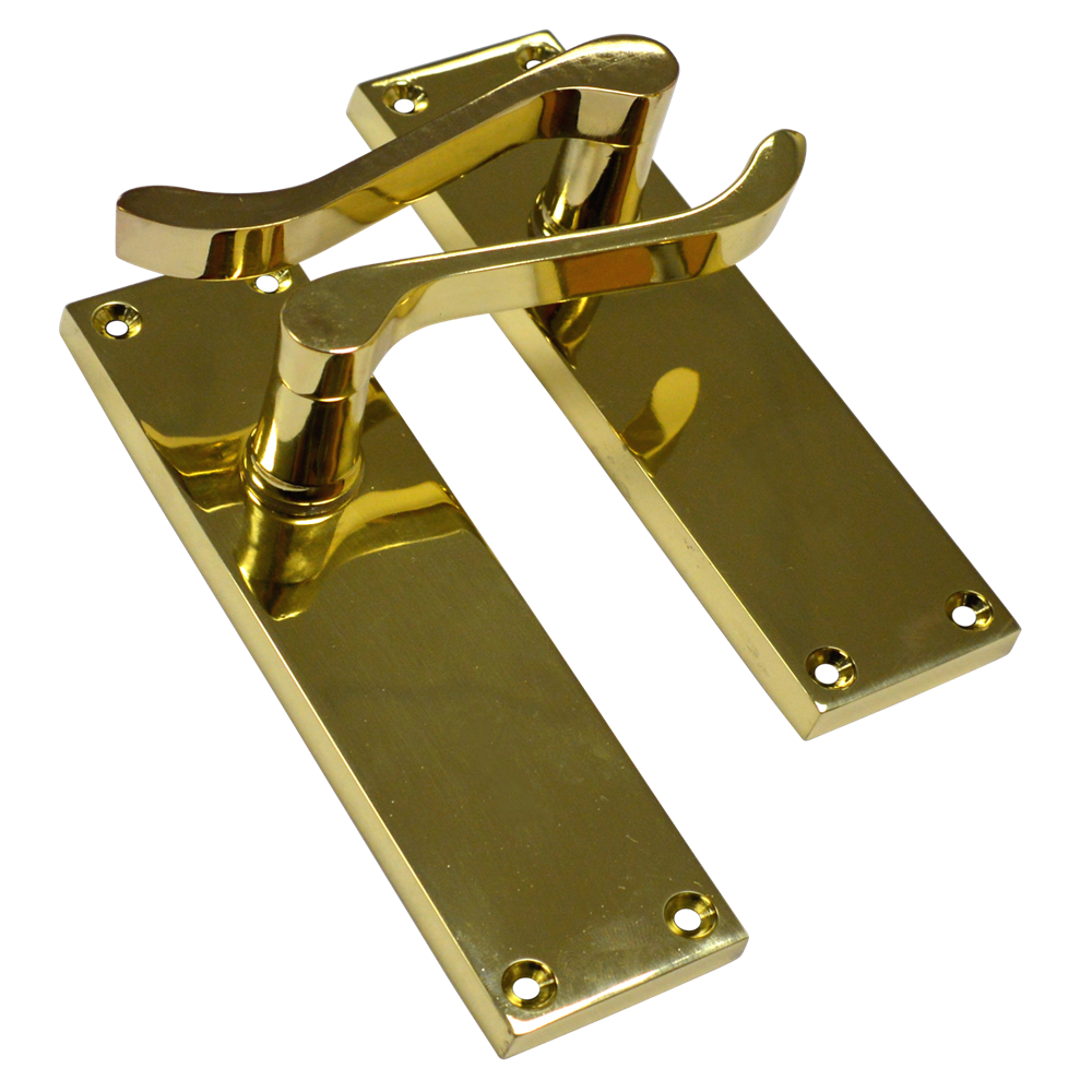ASEC Vital Victorian Plate Mounted Scroll Lever Furniture 100mm Latch - Polished Brass