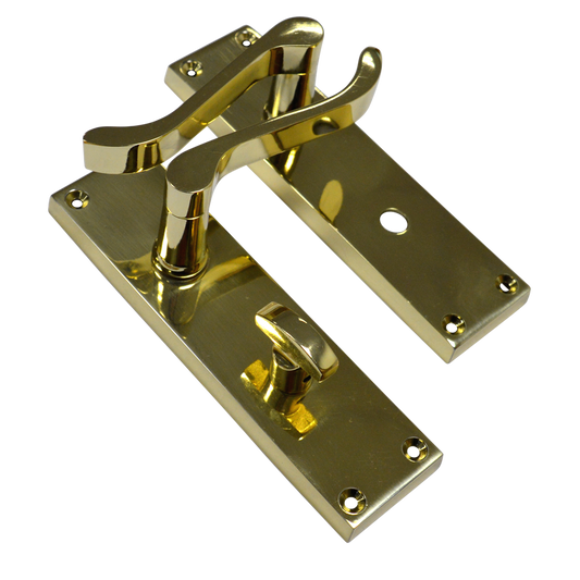 ASEC Vital Victorian Plate Mounted Scroll Lever Furniture 150mm Bathroom - Polished Brass